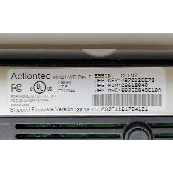 Verizon FIOS Actiontec MI424-WR REV. F Wireless Modem Router - Picture 3 of 7
